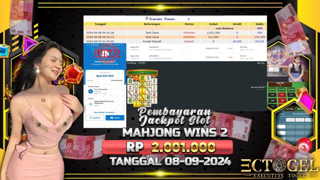 BUKTI JACKPOT SLOT MAHJONG WINS 2 TERPERCAYA DI INDONESIA TGL 08-09-2024