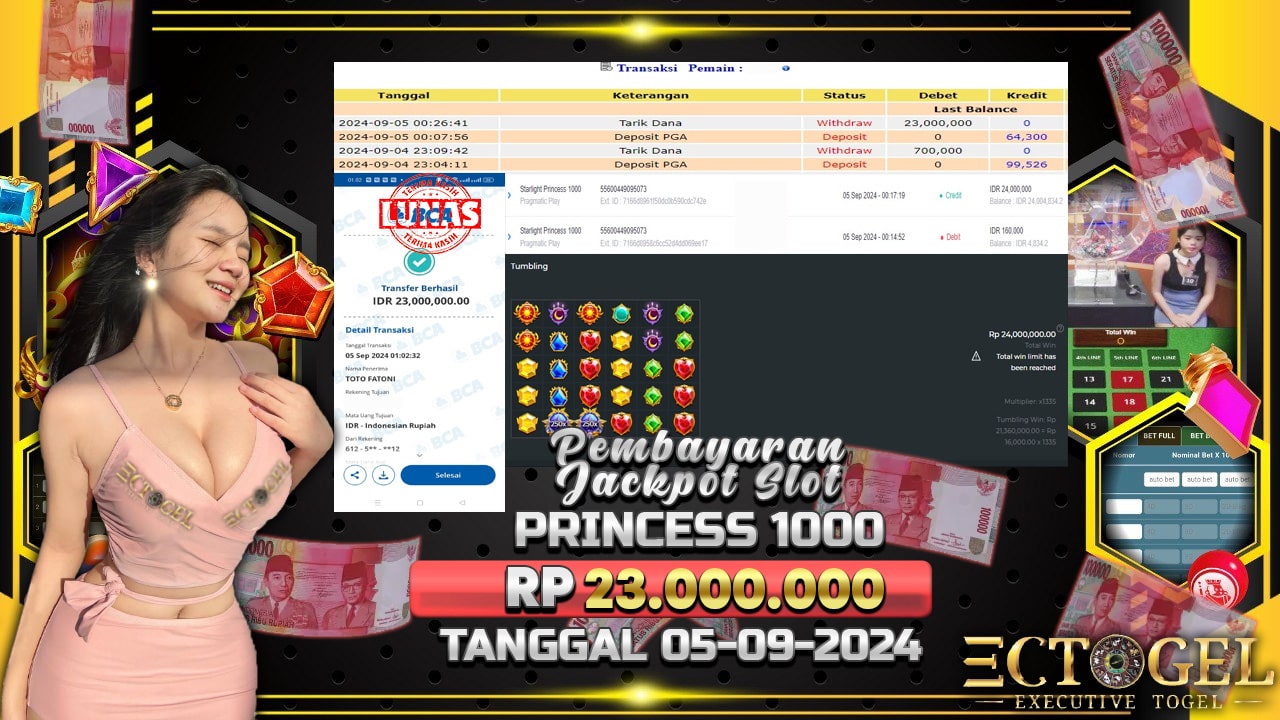 BUKTI JACKPOT SLOT STARLIGHT PRINCESS 1000 TERPERCAYA DI INDONESIA TGL 05-09-2024