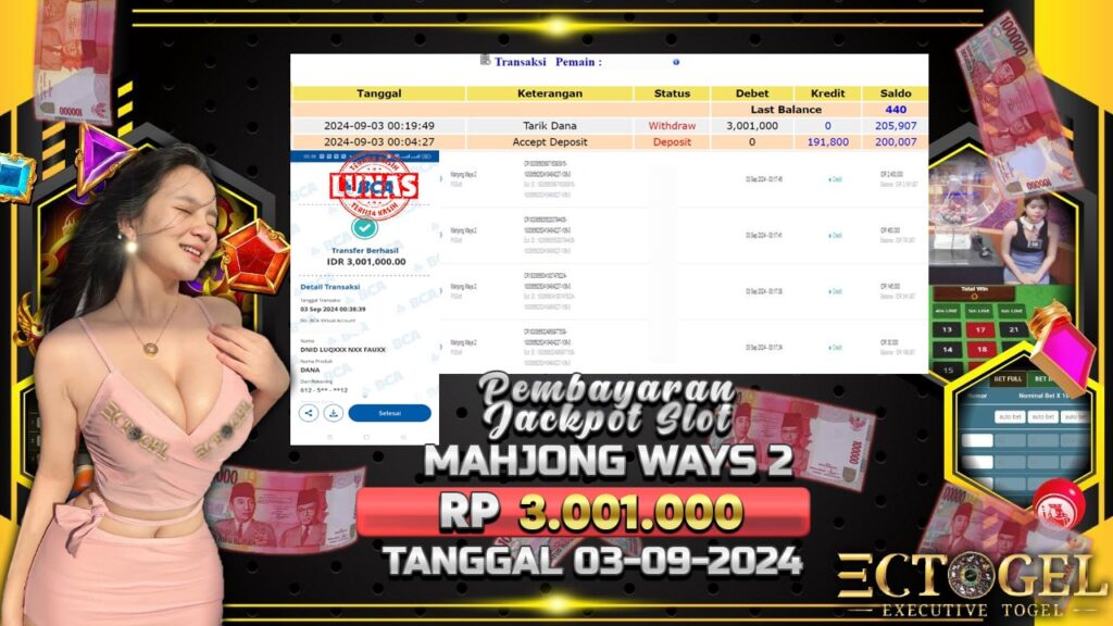 BUKTI JACKPOT SLOT MAHJONG WAYS 2 TERPERCAYA DI INDONESIA TGL 03-09-2024