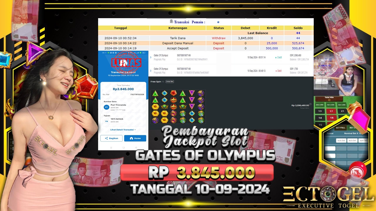 BUKTI JACKPOT SLOT GATES OF OLYMPUS TERPERCAYA DI INDONESIA TGL 10-09-2024