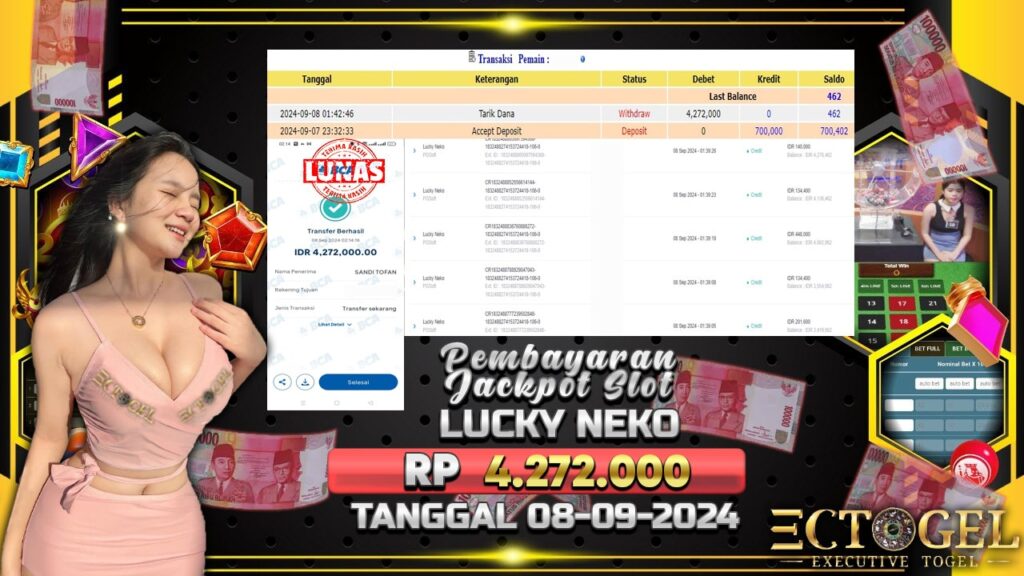 BUKTI JACKPOT SLOT LUCKY NEKO TERPERCAYA DI INDONESIA TGL 08-09-2024