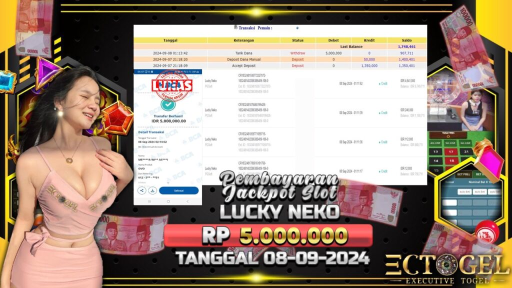 BUKTI JACKPOT SLOT LUCKY NEKO TERPERCAYA DI INDONESIA TGL 08-09-2024