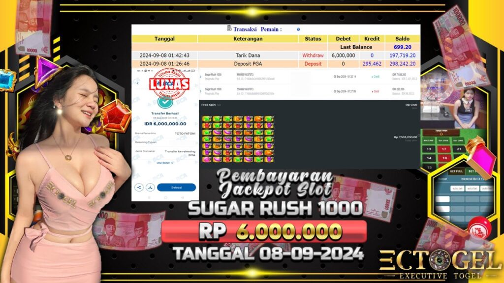 BUKTI JACKPOT SLOT SUGAR RUSH 1000 TERPERCAYA DI INDONESIA TGL 08-09-2024