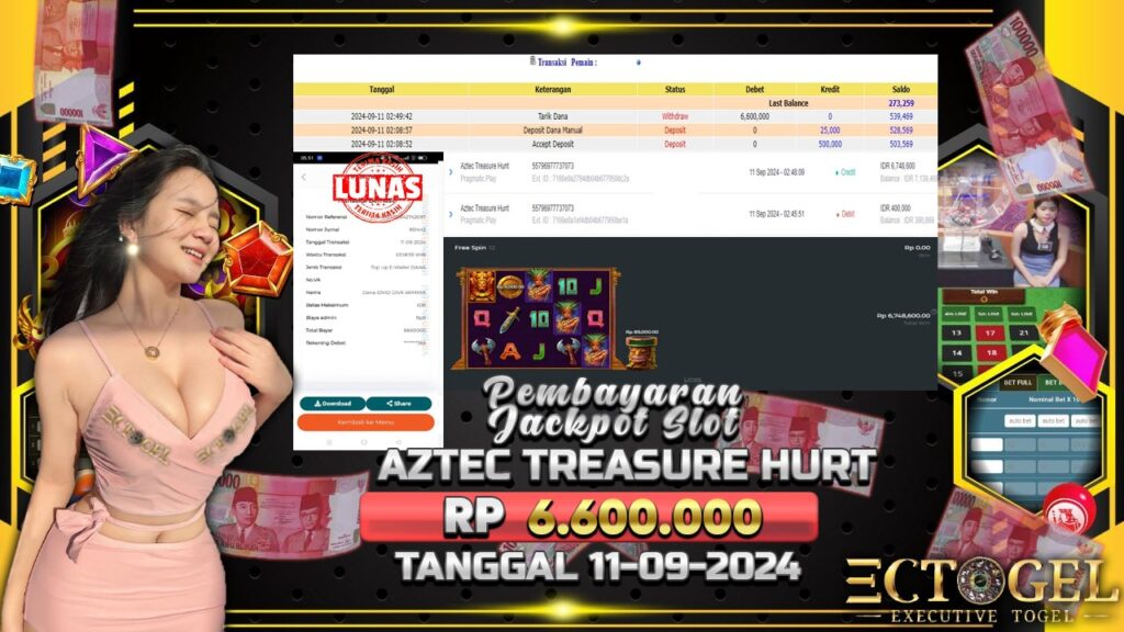 BUKTI JACKPOT SLOT AZTEC TREASURES HURT TERPERCAYA DI INDONESIA TGL 11-09-2024