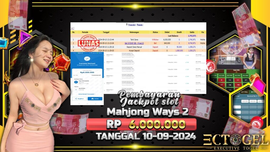 BUKTI JACKPOT SLOT MAHJONG WAYS 2 TERPERCAYA DI INDONESIA TGL 10-09-2024