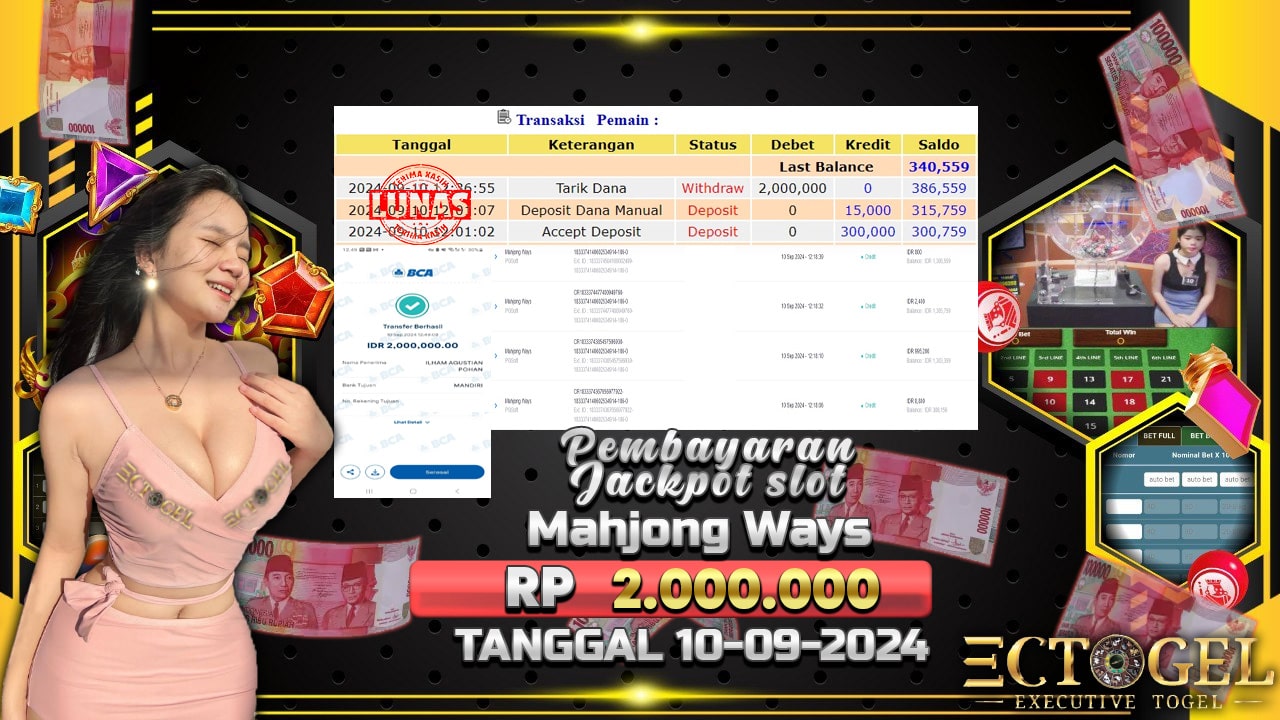 BUKTI JACKPOT SLOT MAHJONG WAYS TERPERCAYA DI INDONESIA TGL 10-09-2024