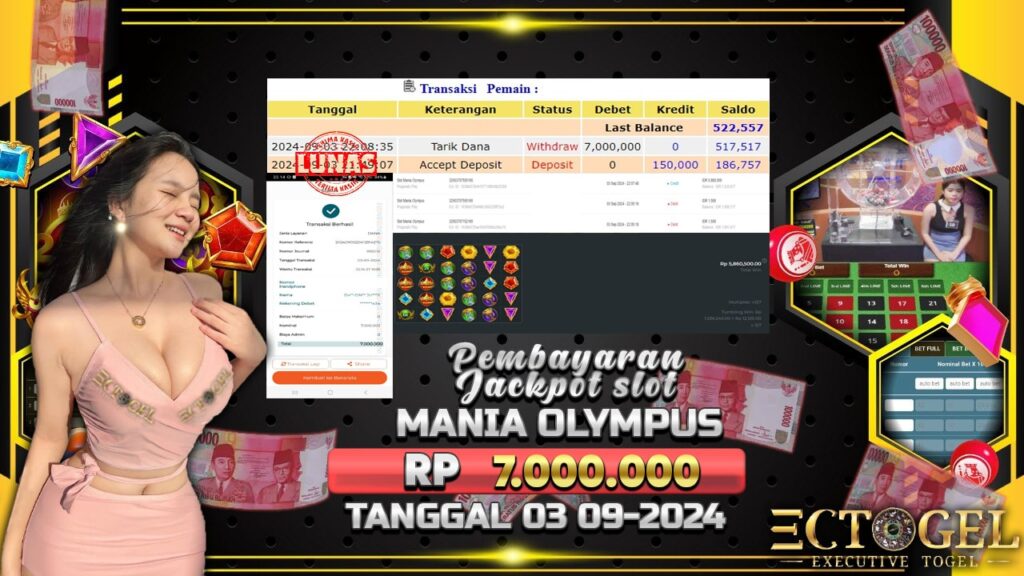 BUKTI JACKPOT SLOT MANIA OLYMPUS  TERPERCAYA DI INDONESIA TGL 03-09-2024