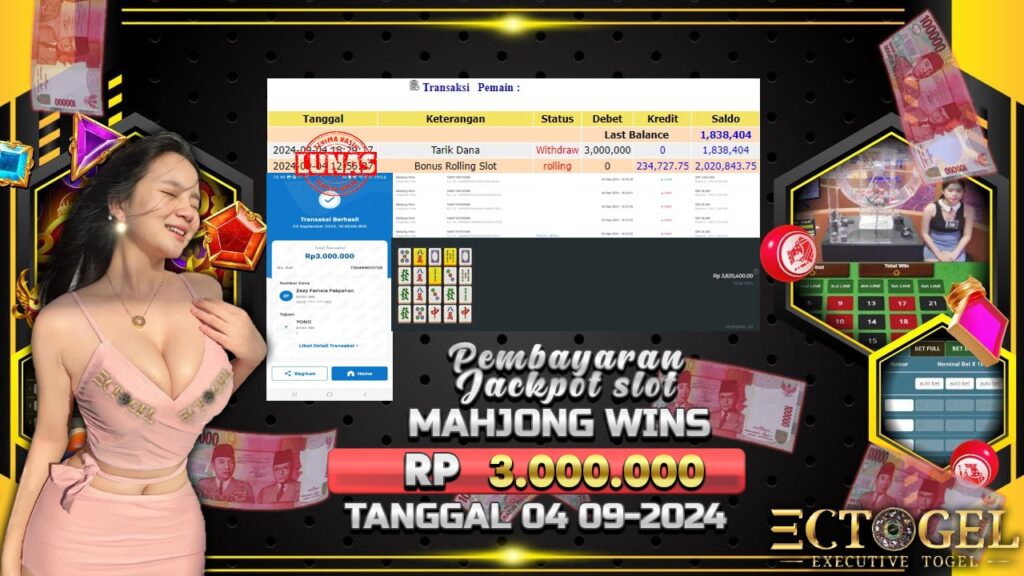 BUKTI JACKPOT SLOT MAHJONG WINS TERPERCAYA DI INDONESIA TGL 04-09-2024