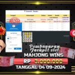 BUKTI JACKPOT SLOT MAHJONG WINS TERPERCAYA DI INDONESIA TGL 04-09-2024